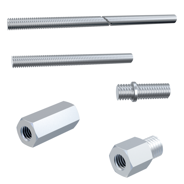 Draadeinden, draadstukken, draadbussen en draadadapter combi afbeelding