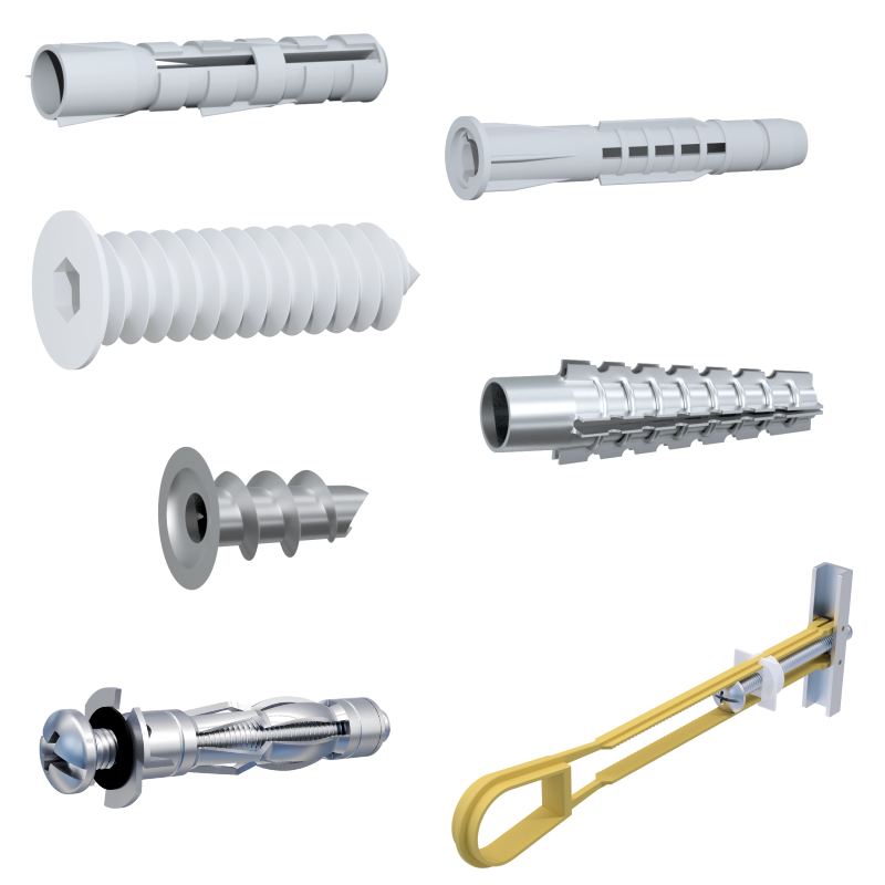 Pluggen en lichte bevestigingen